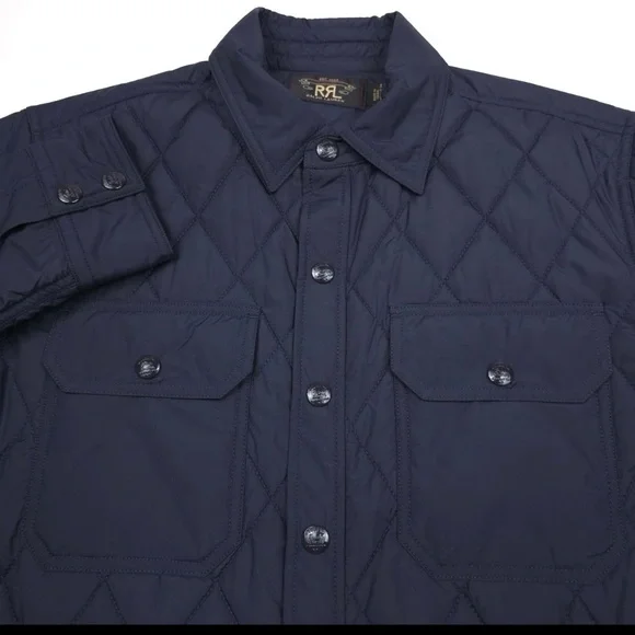 RRL RALPH LAUREN Men's Navy Quilted Shirt Jacket RRL Size Medium NWT EUC - Picture 2 of 12